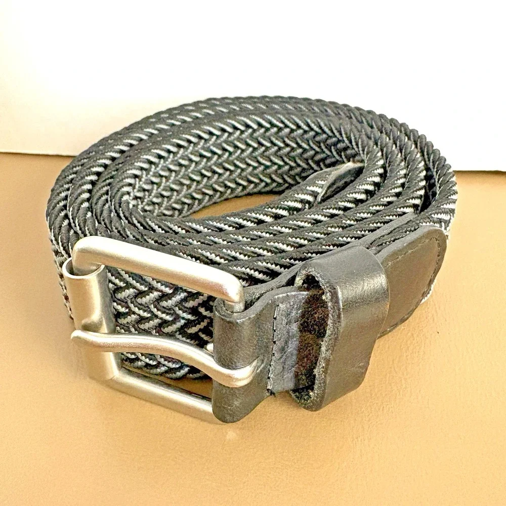 Men's stretch braided woven golf belt XL (44) black/gray weave  1